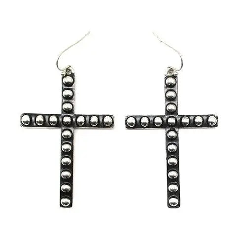 Bubble Bead Cross Dangle Earrings