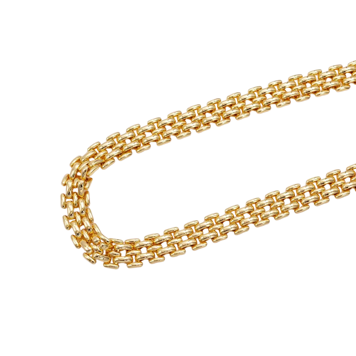 Gold 9mm Double Panther Chain 16 Inch Choker Necklace