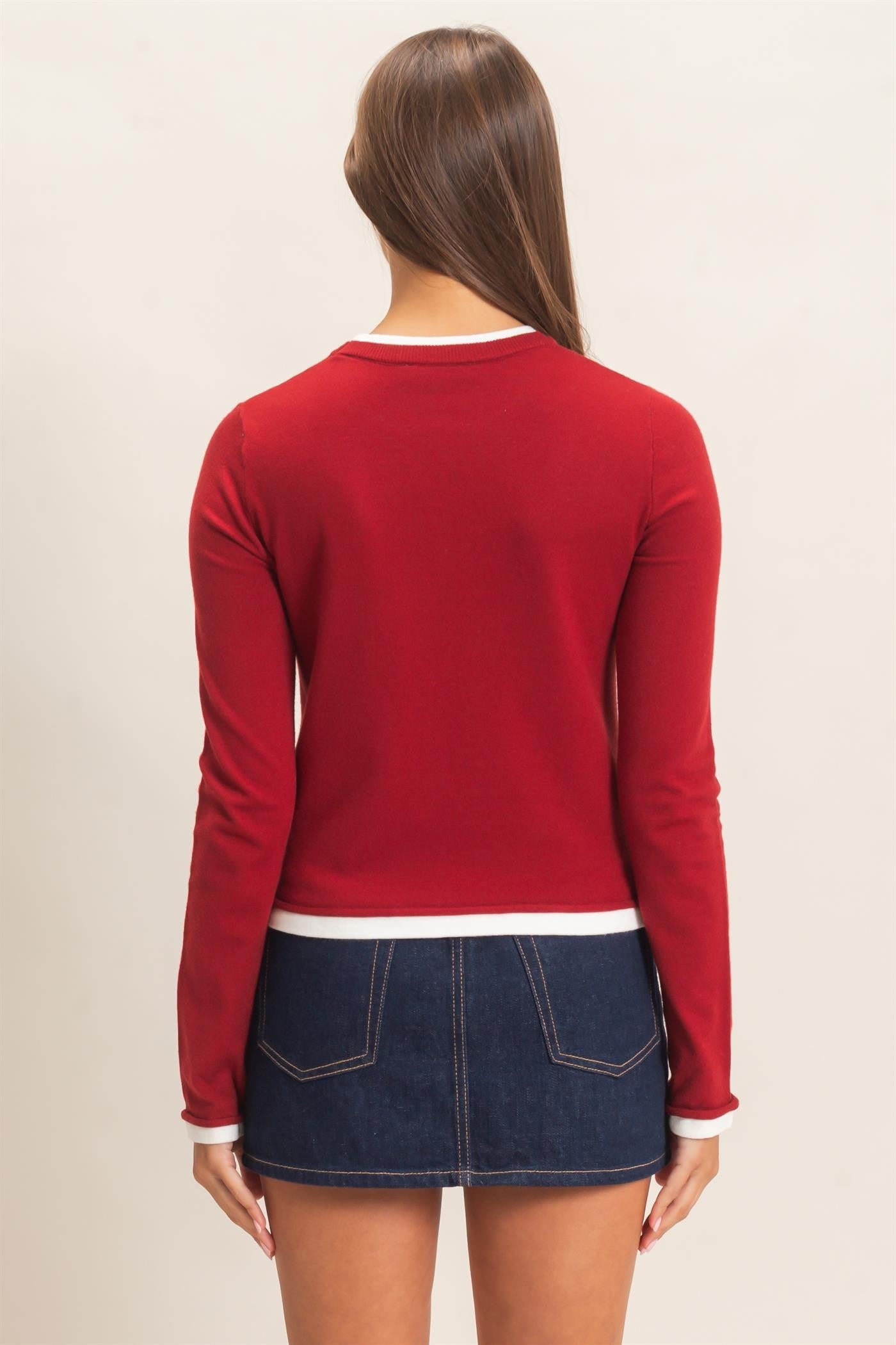 Layered Effect Long Sleeve Knit top