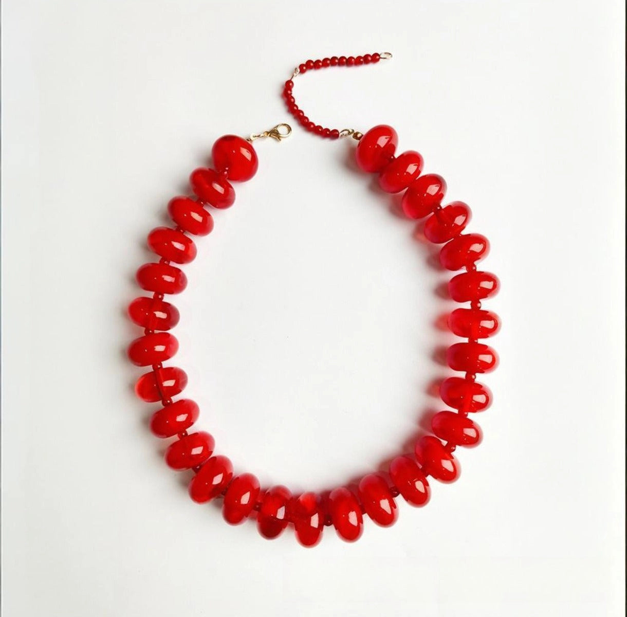 Chunky Acrylic Beaded Necklace- Red