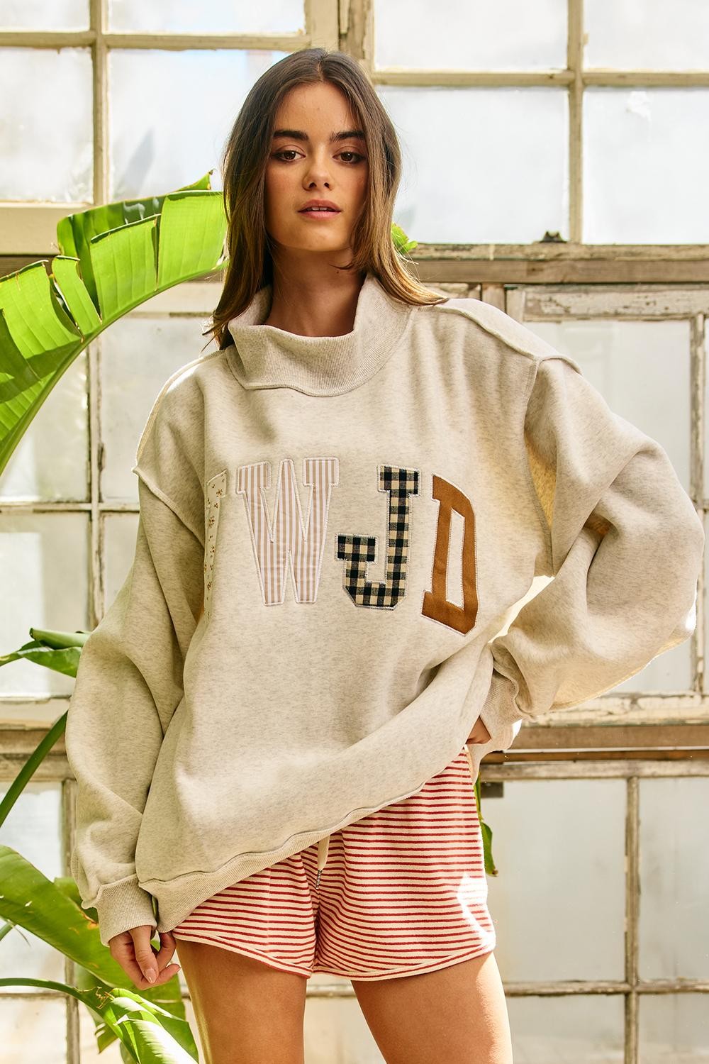 Embroidered WWJD Ash Grey Sweatshirt