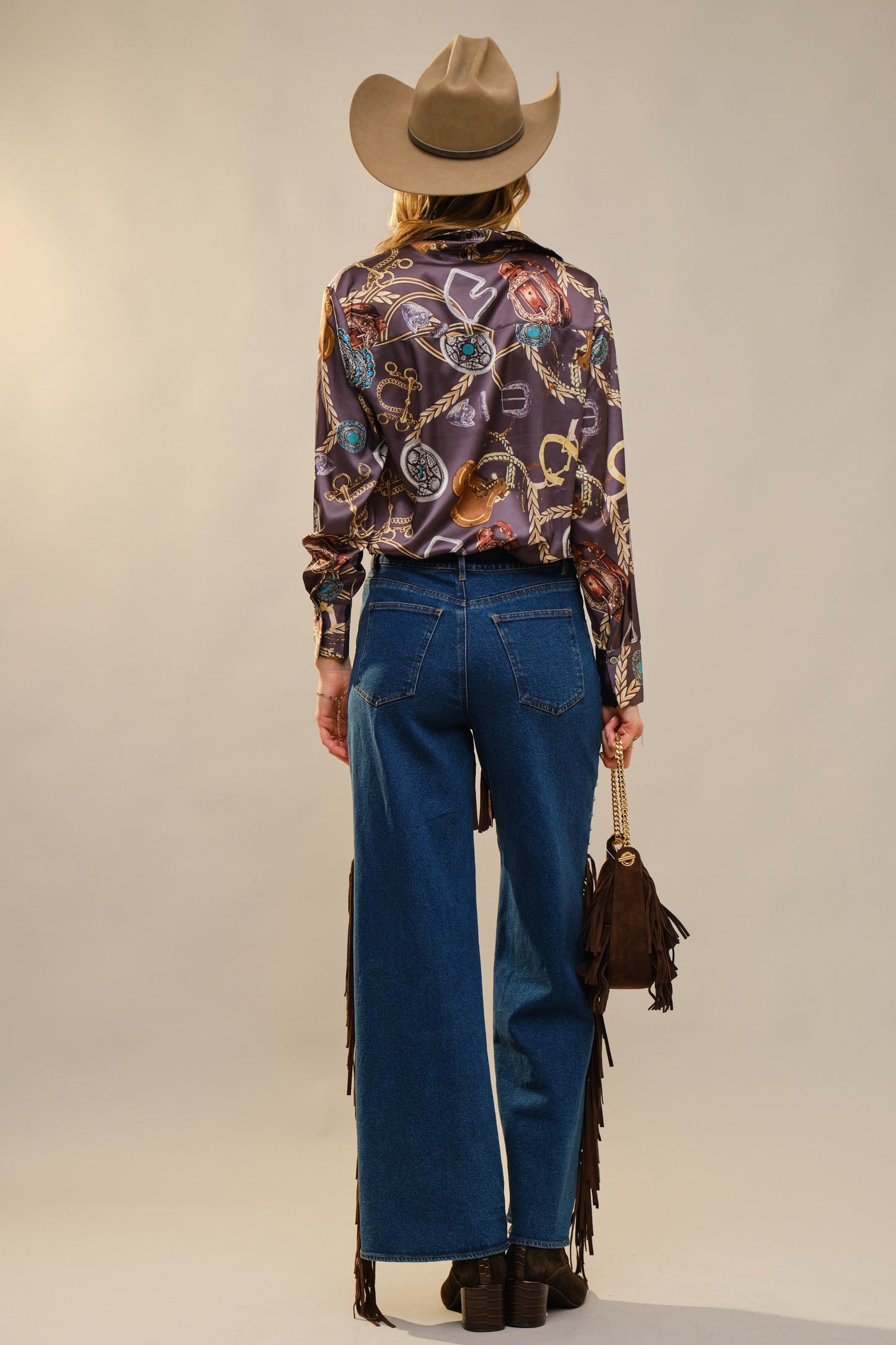 Satin Western Inspired Button Down