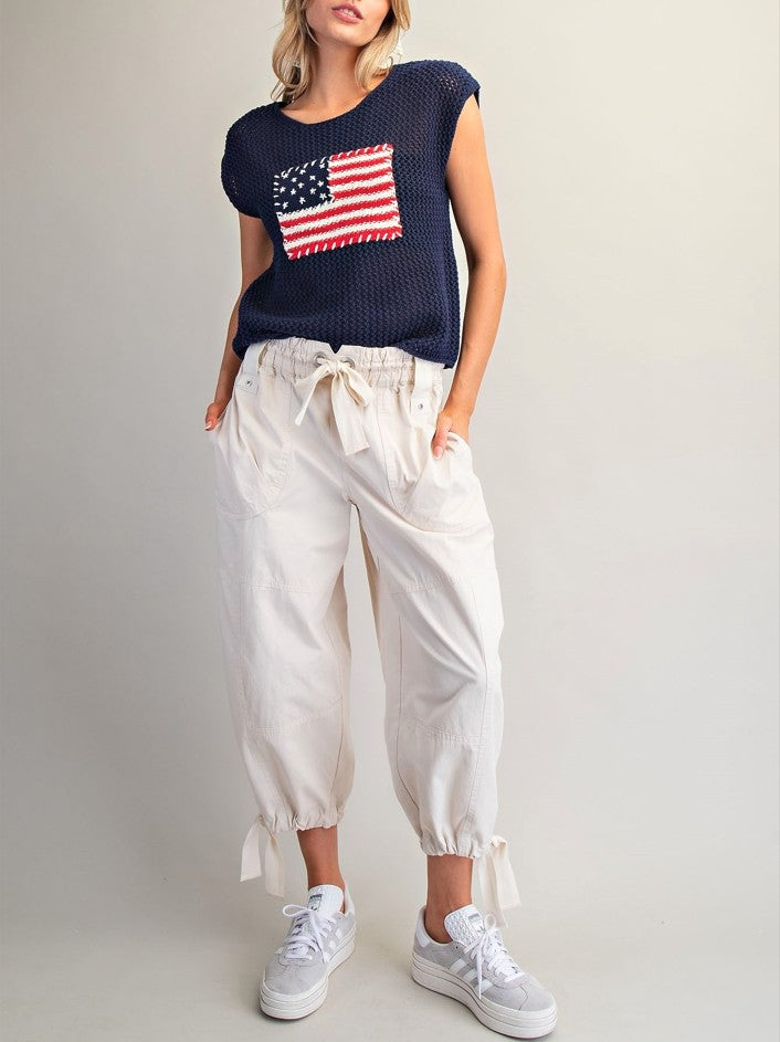 Mineral Washed Tied Cuff Joggers- Bone