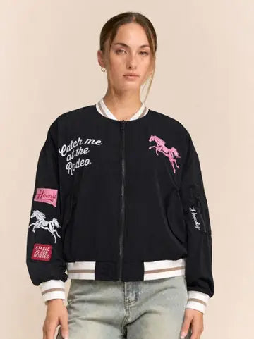 Retro Rodeo Embroidered Bomber Jacket