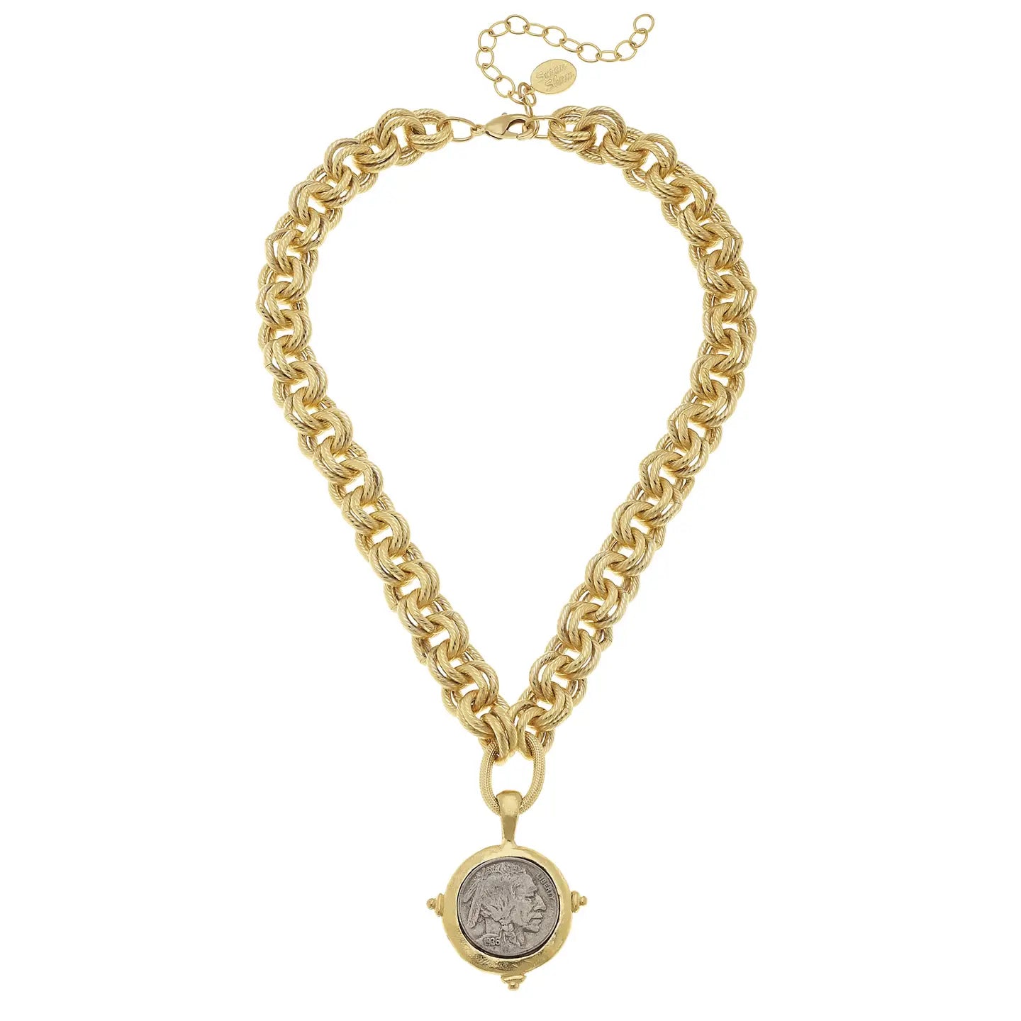 Susan Shaw Mixed Metal Indian Coin Necklace