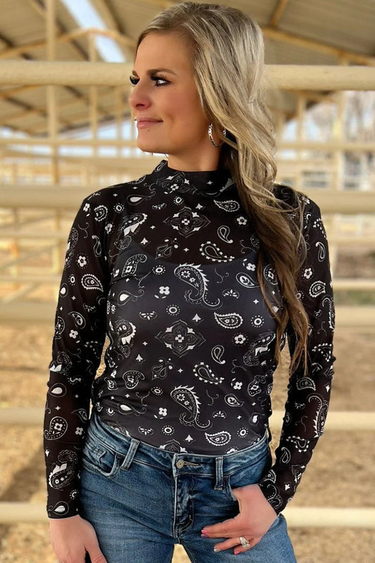 Bandana Babe Long Sleeve Mesh Top