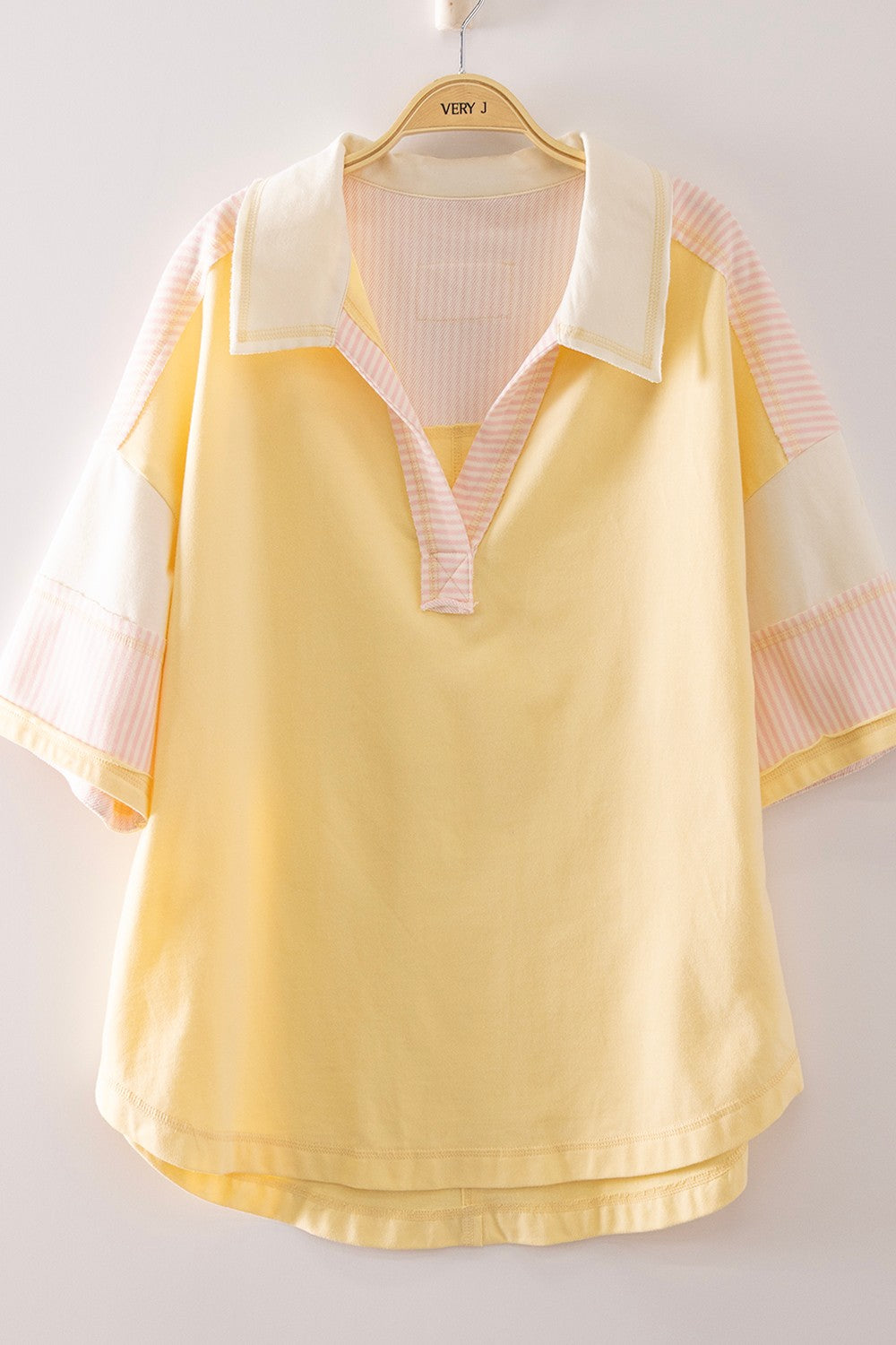 Yellow Oversized Half Sleeve Casual Knit Top