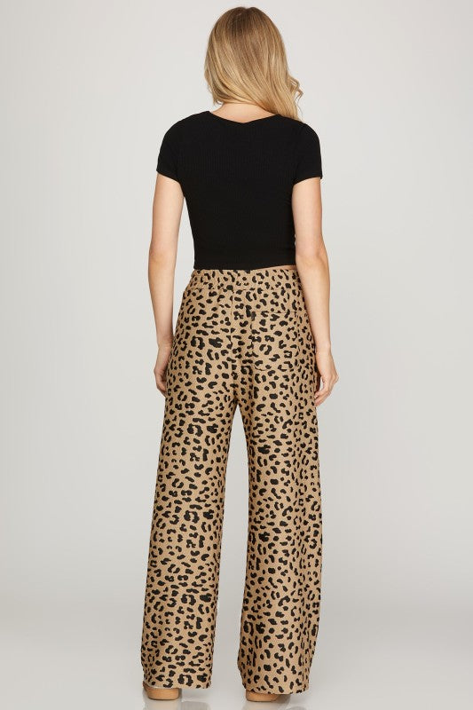 Textured Leopard Print Top & Pant Set