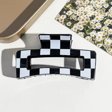 Black Checkered Hair Clip