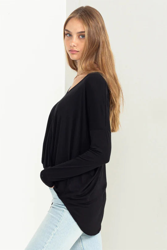 ENDEAVORS LONG SLEEVE SURPLICE TOP