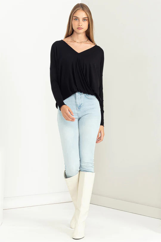 ENDEAVORS LONG SLEEVE SURPLICE TOP