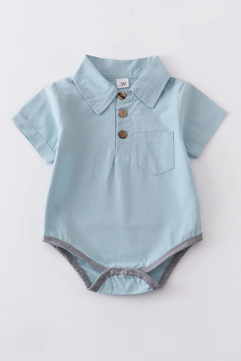 Boys Blue Button Onesie