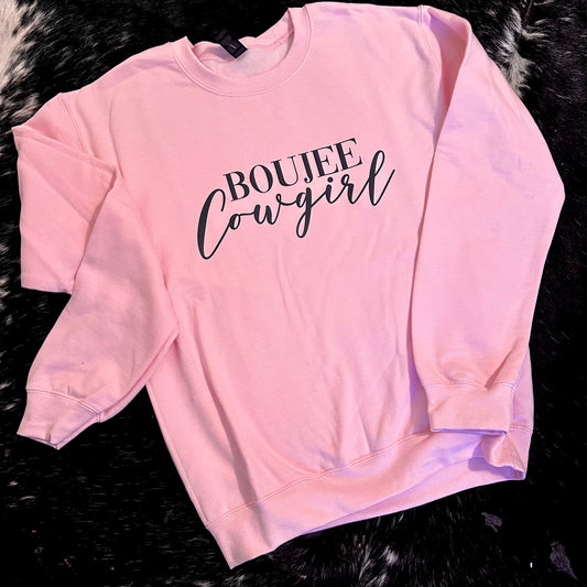 Boujee Cowgirl Pale Pink Sweatshirt