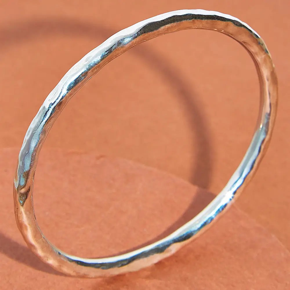 Sterling Hammered Simple Bangle Bracelet