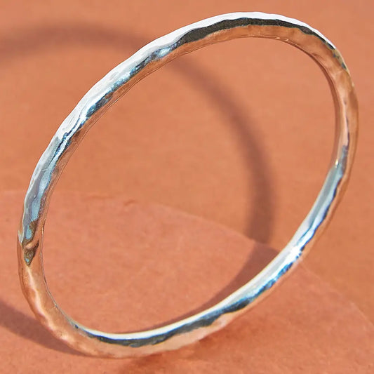 Sterling Hammered Simple Bangle Bracelet