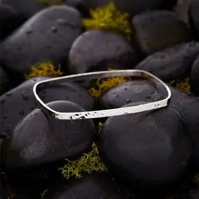 Sterling Hammered Square Bangle Bracelet