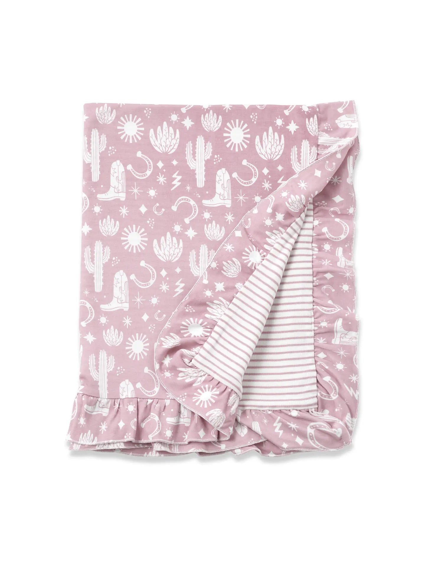 Baby Girl Wild West Pink Bamboo Stroller Blanket