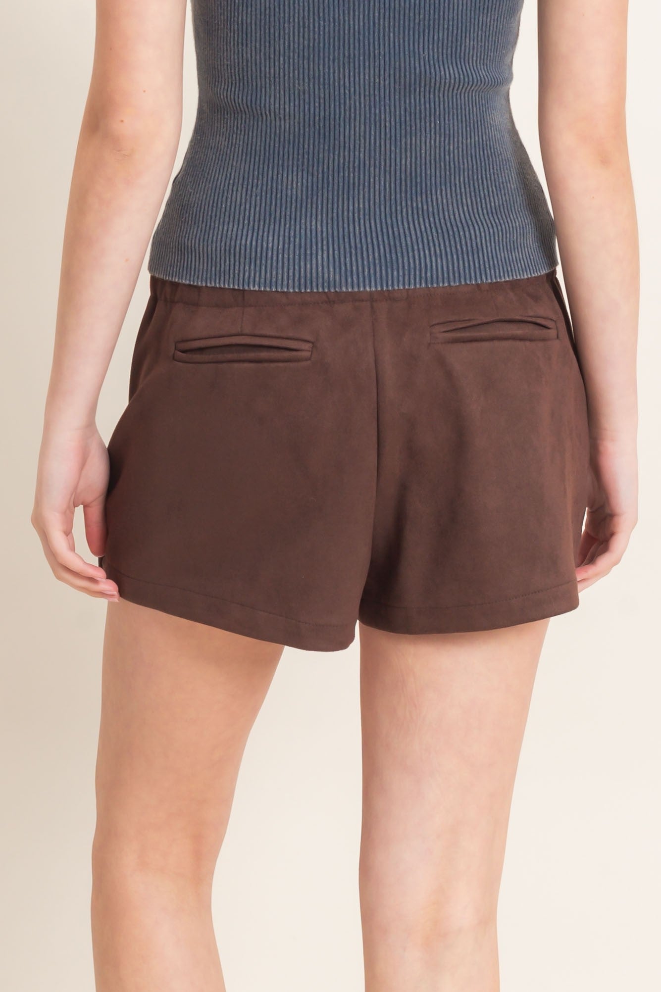 Chestnut Faux Suede Skort