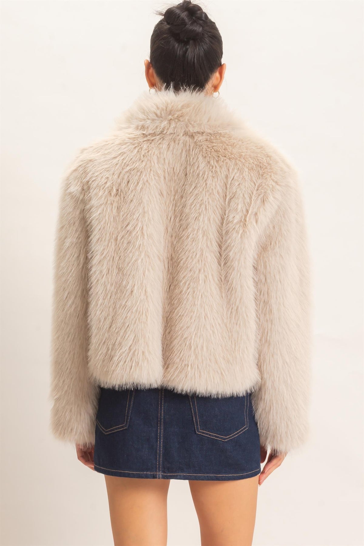 Shawl Collar Faux Fur Jacket