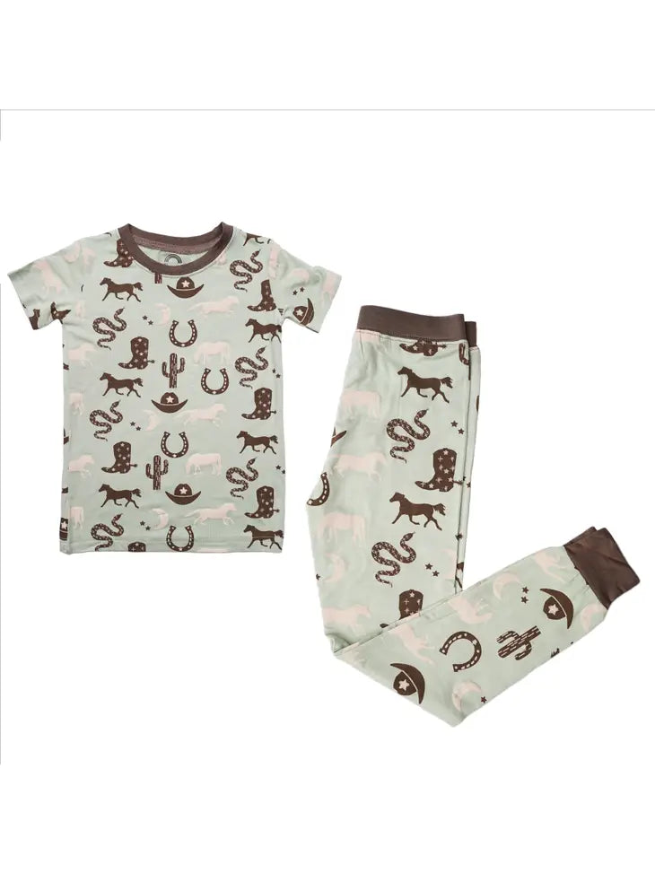 Giddyup Bamboo Two-Piece Short Sleeve Kids Pajama Set