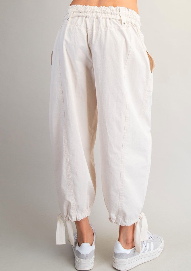 Mineral Washed Tied Cuff Joggers- Bone