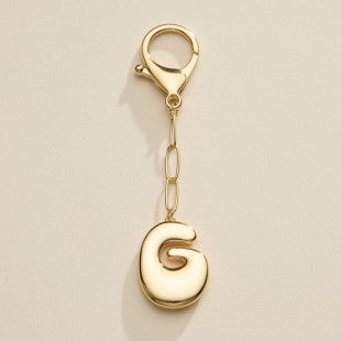 Gold Plated Bubble Letter Initial Keychain