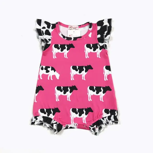 Hot Pink Cow Summer Romper