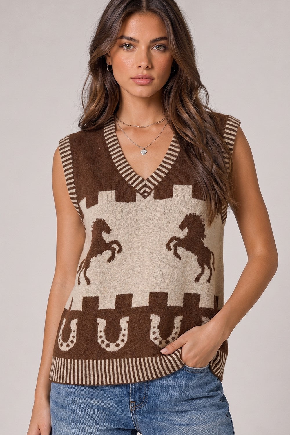 Horse & Horseshoe Sweater Vest