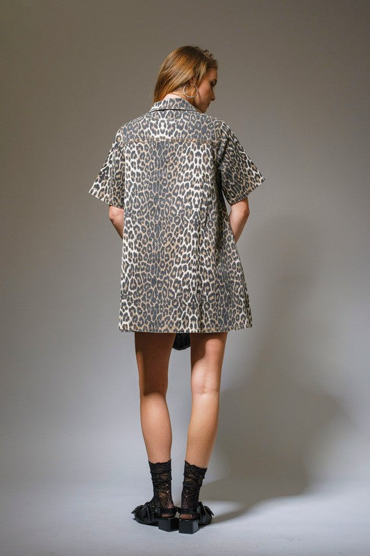 Leopard Print Button Up Dress