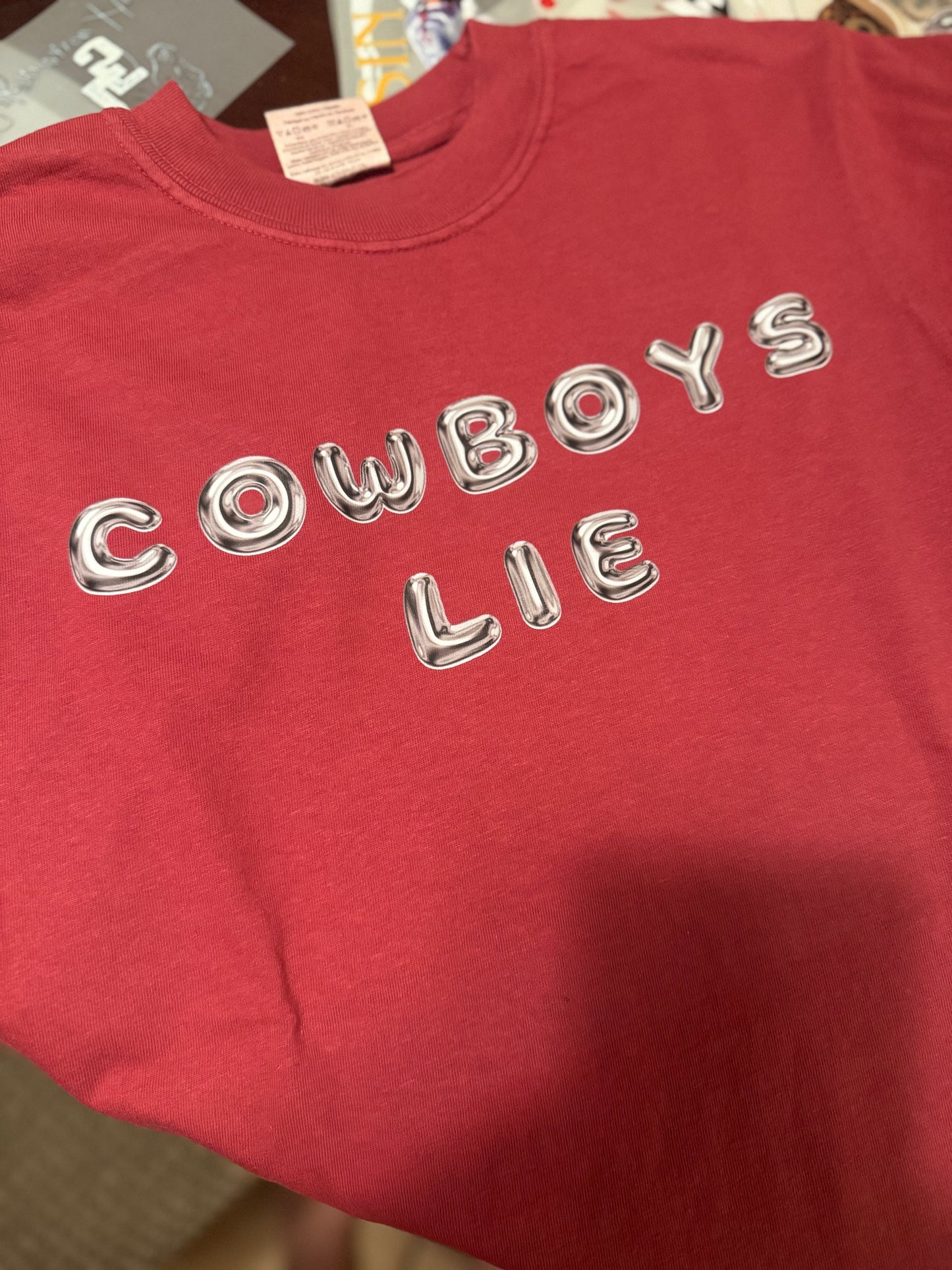 Deep Red Cowboys Lie Tee-LF