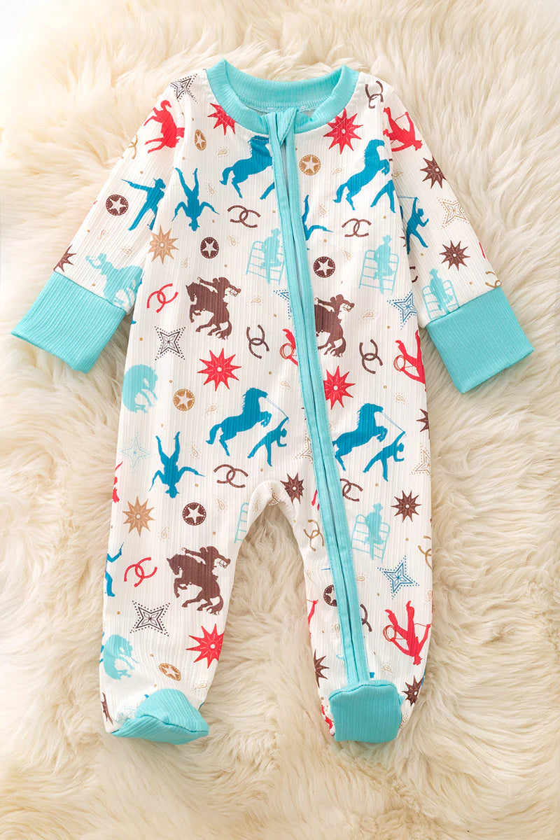 Infant Boys Cream Western Print Onesie