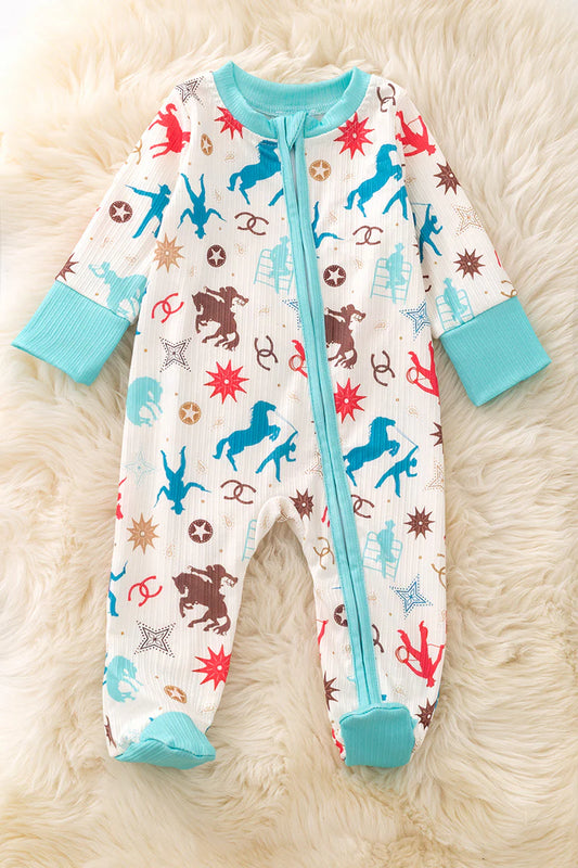 Infant Boys Cream Western Print Onesie