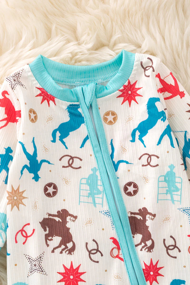 Infant Boys Cream Western Print Onesie