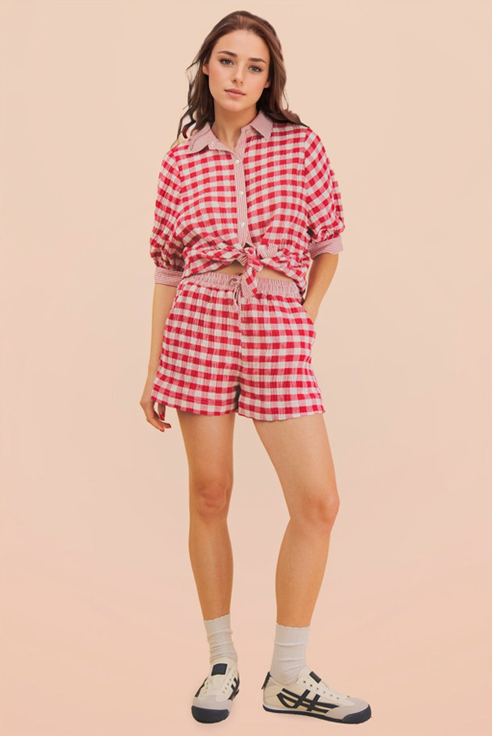 Red Checkered Top & Short Set