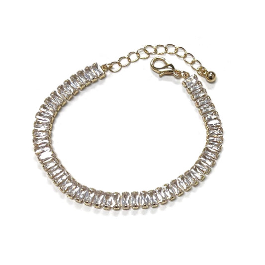 Clear CZ Baguette Crystal Link Bracelet