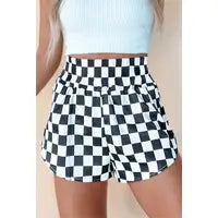 Black & White Checkered High Waisted Shorts