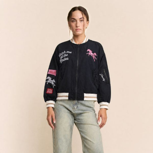 Retro Rodeo Embroidered Bomber Jacket