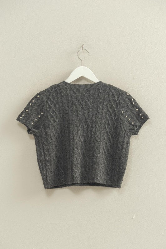 Charcoal Rhinestone Studded Sweater