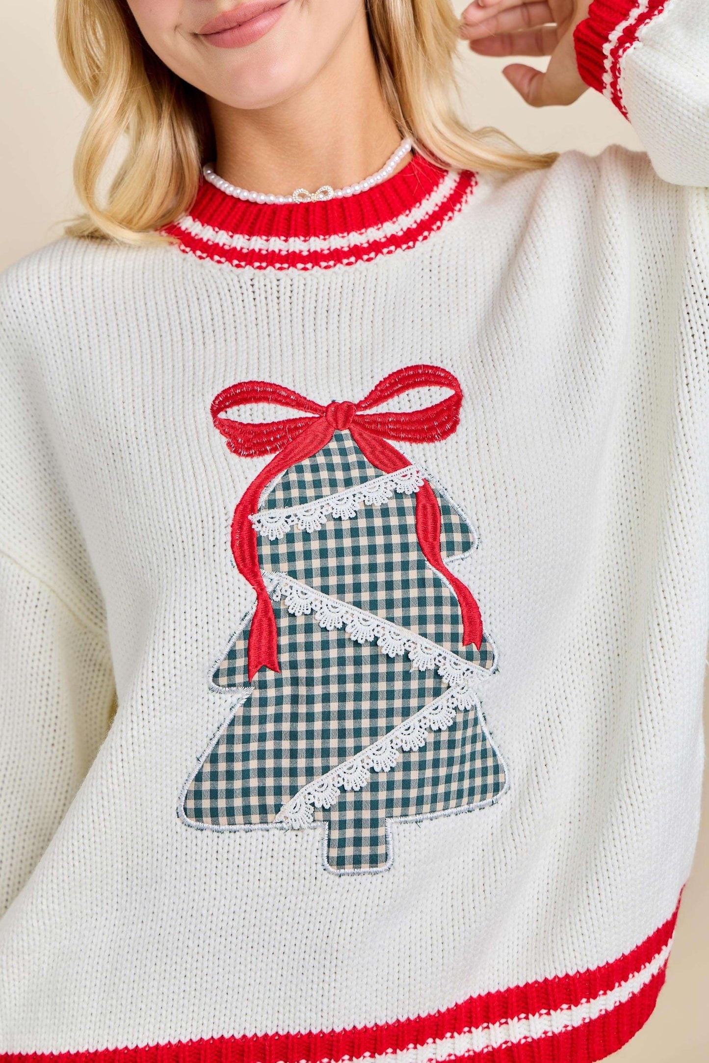 Plaid Tree Knit Sweater