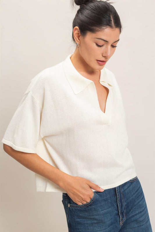 Collared V-Neck Sweater