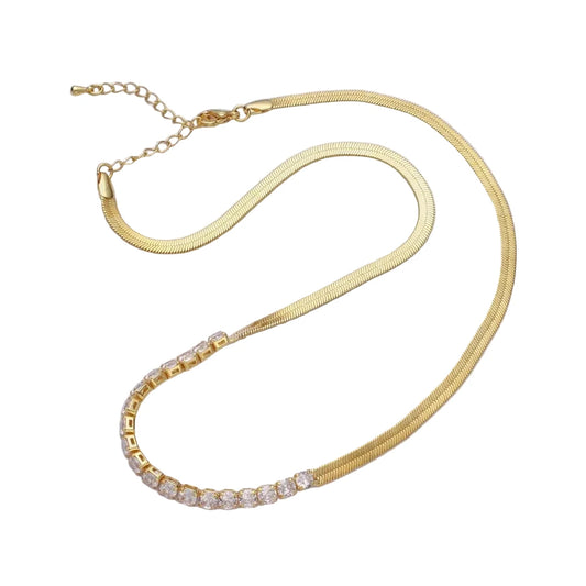 CZ Herringbone Flat Snake Chain