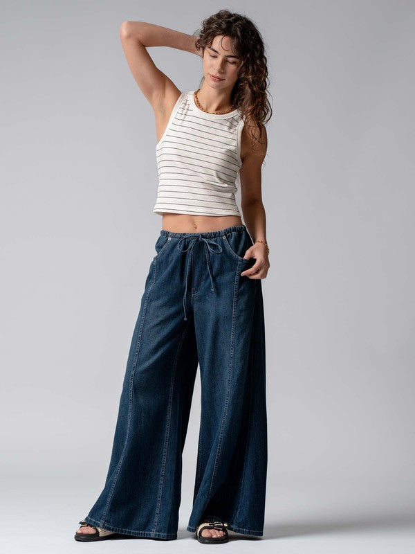 Wide Leg Dark Denim Lounge Pants
