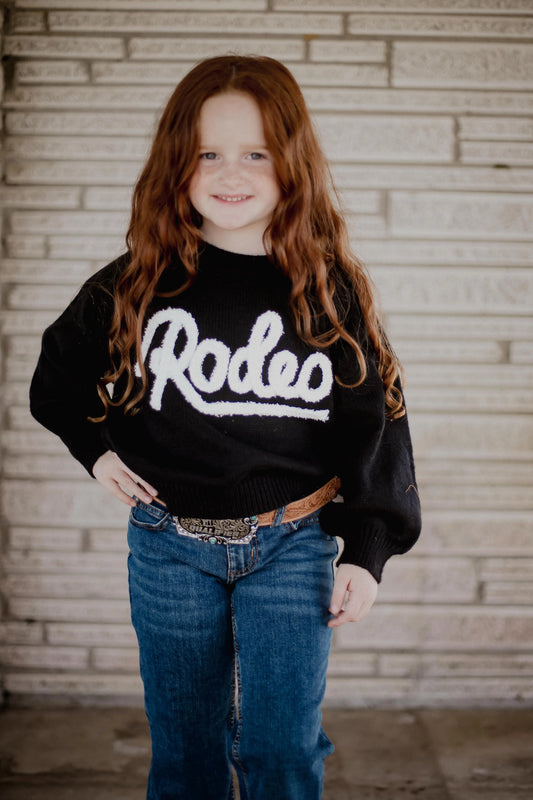 Girls Chenille Rodeo Black Sweater