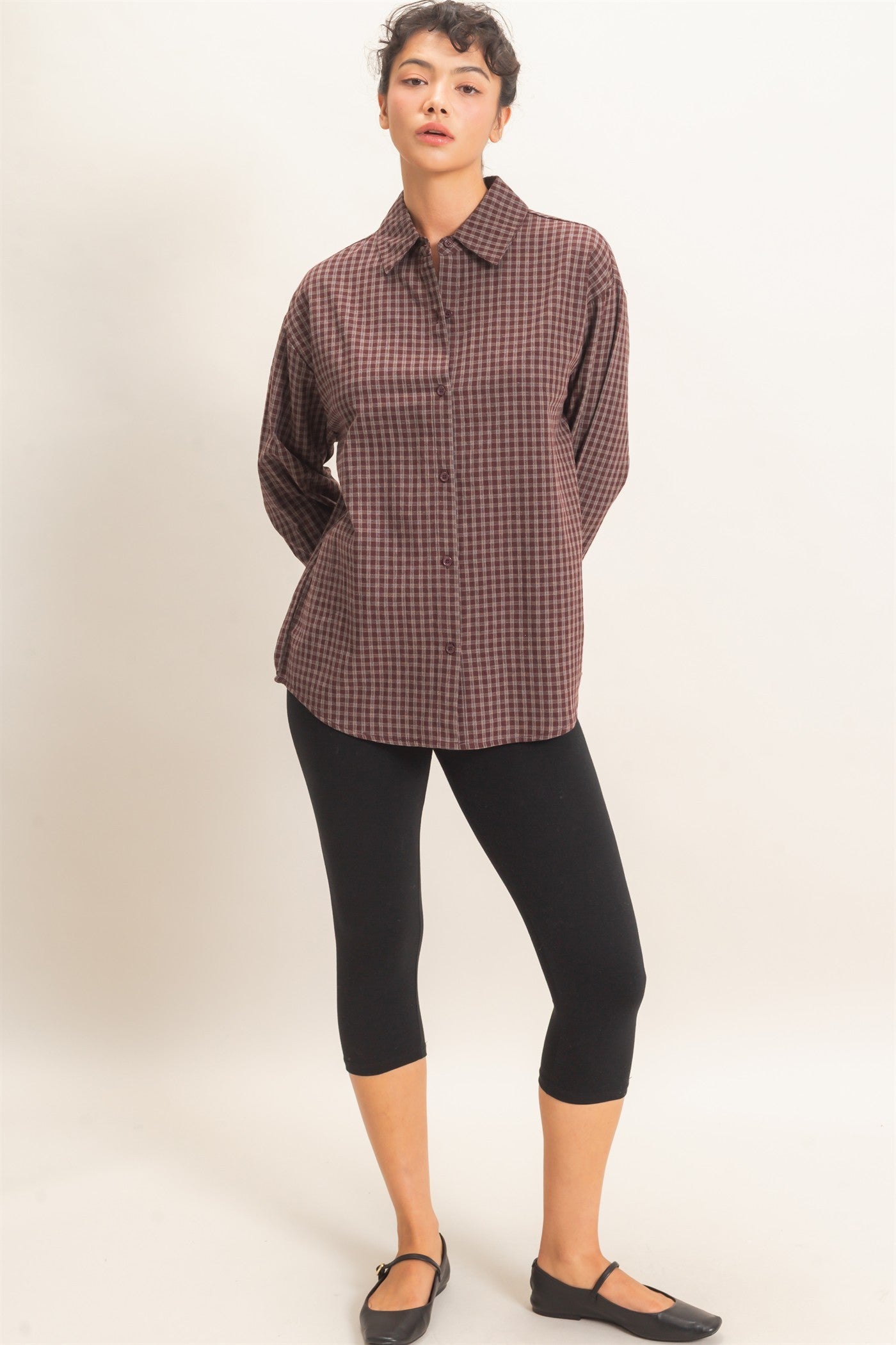 Brown Plaid Button Up Shirt