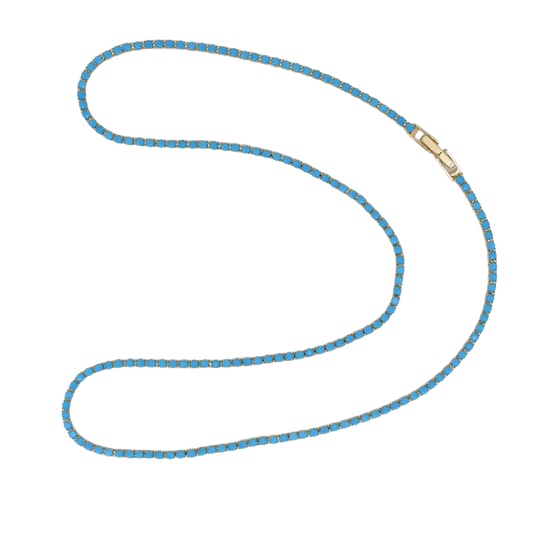 Turquoise CZ Tennis Chain 18"  Necklace