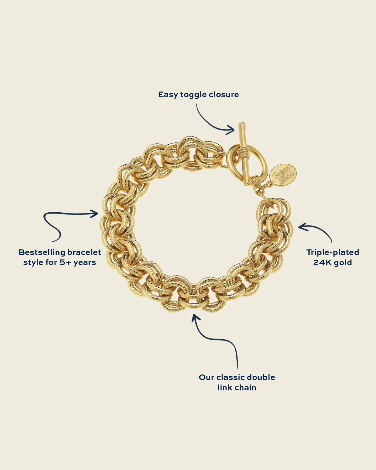 Susan Shaw Gold Double Chain Bracelet