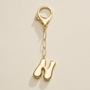 Gold Plated Bubble Letter Initial Keychain