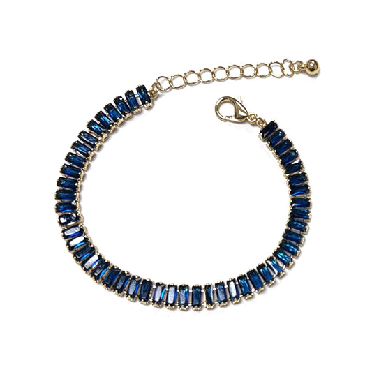 Dark Blue CZ Baguette Crystal Link Bracelet