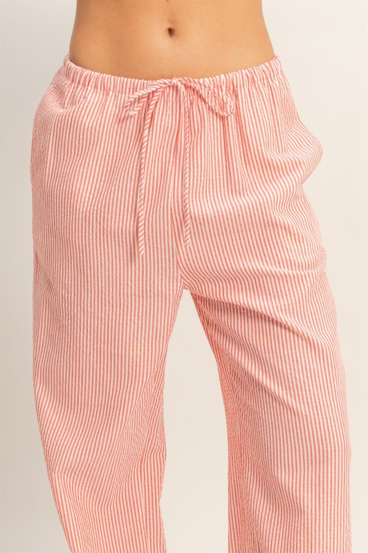 Striped Wide Leg Pants- Red