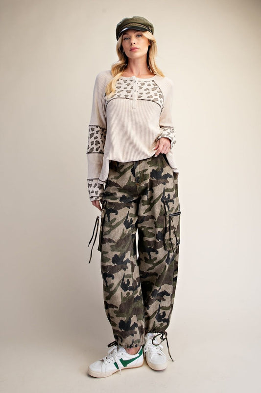 Camouflage Print Cargo Pants